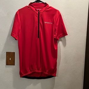 Spotti Unisex Red Cycling Jersey. Moisture Wicking, Breathable, & Fast Drying.